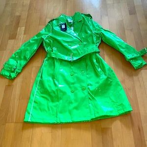 Fashion Nova Bright Lime Green Trench Coat Sz 1X